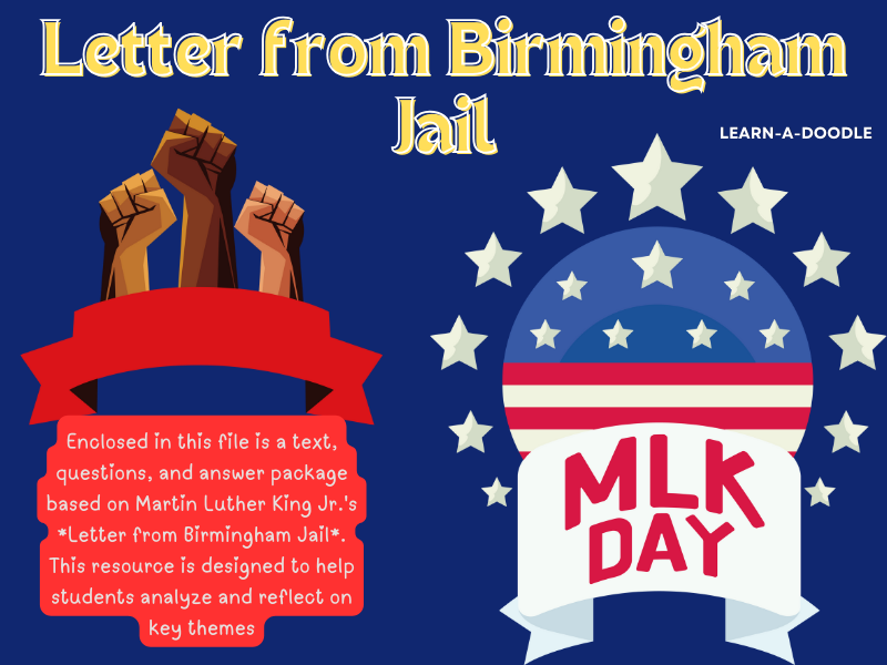 MLK's Letter from Birmingham Jail: An In-Depth Text Analysis with Q&A Booklet!