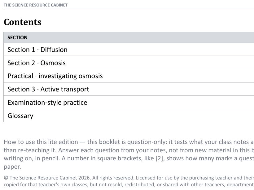 IGCSE Biology 0610: Movement Workbook