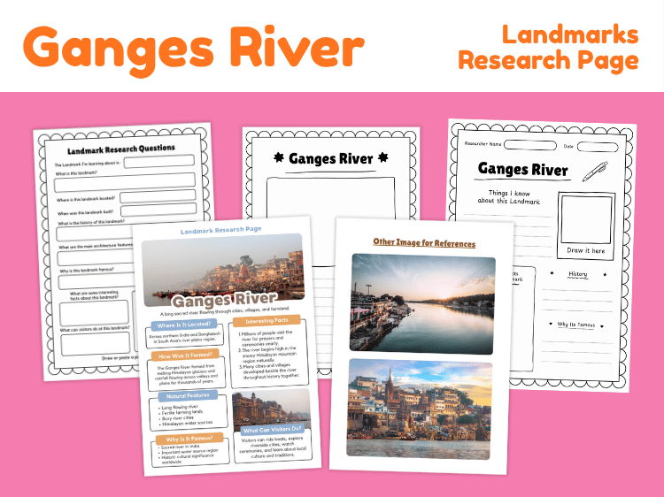 Ganges River Landmark Research Project | Geography Worksheets