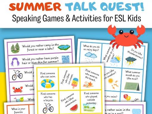 SUMMER TALK QUEST Speaking Games & Activities for ESL Kids