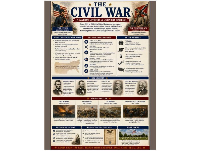 The American Civil War & Battle of Gettysburg 18"x24" Classroom 2 Poster Set