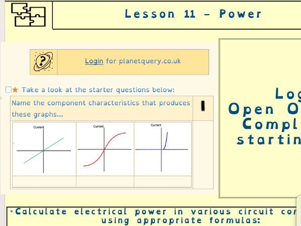GCSE Electronics Concepts L11 — presentation, worksheet & videos covering Circuit Concepts