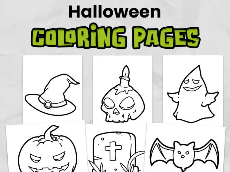 Halloween Coloring Pages for Kindergarten & Elementary | Halloween Craft & Decor