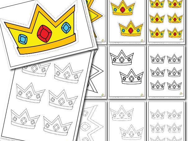 Crown Template Activity Set Cutting, Coloring & Tracing for Preschool, Art Projects & Scrapbooking