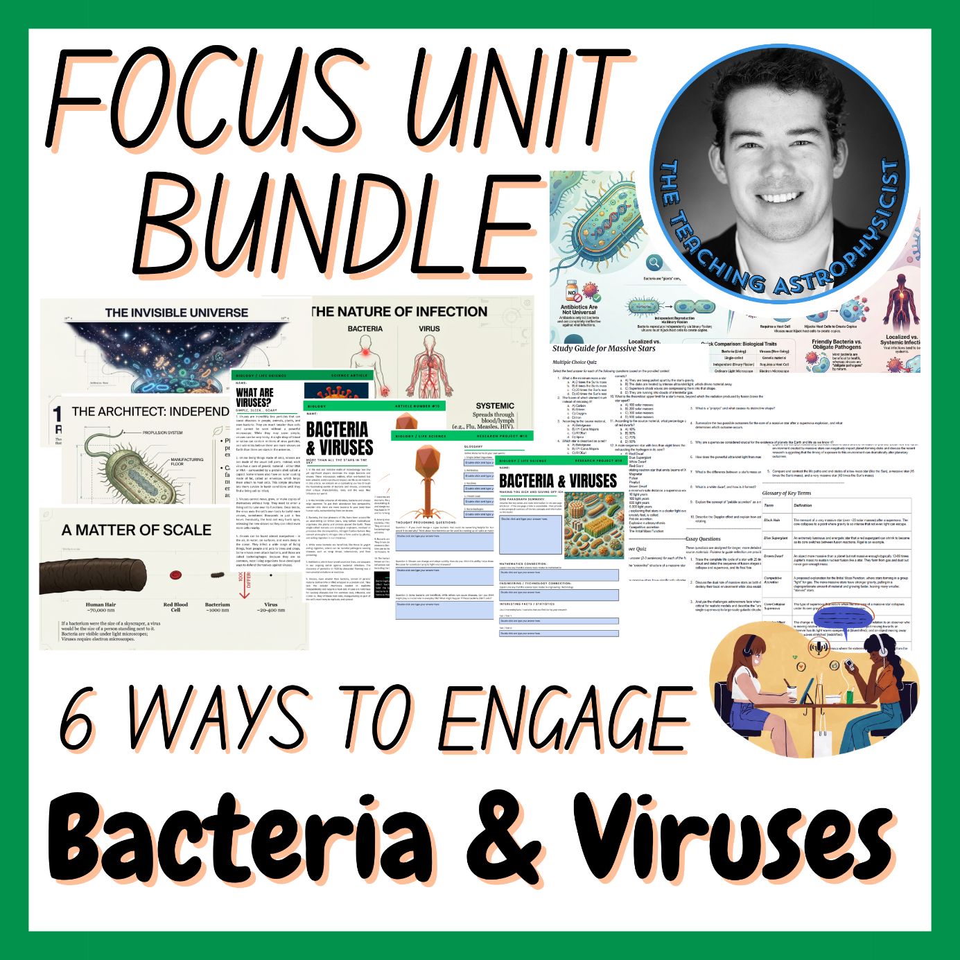 Bacteria & Viruses | Biology Focus Unit Bundle | 6 Resources inc. Quiz