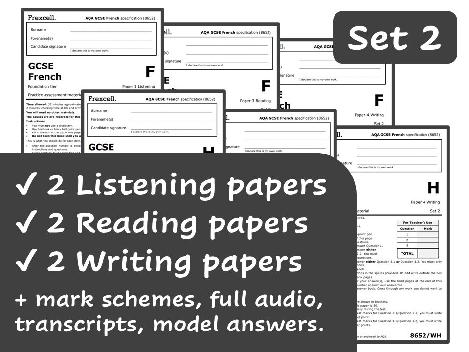 AQA GCSE French (2026) – Foundation & Higher Practice Paper Bundle (Set 2)