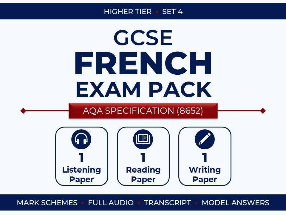 AQA GCSE French (2026) – Higher Exam Pack (Set 4)