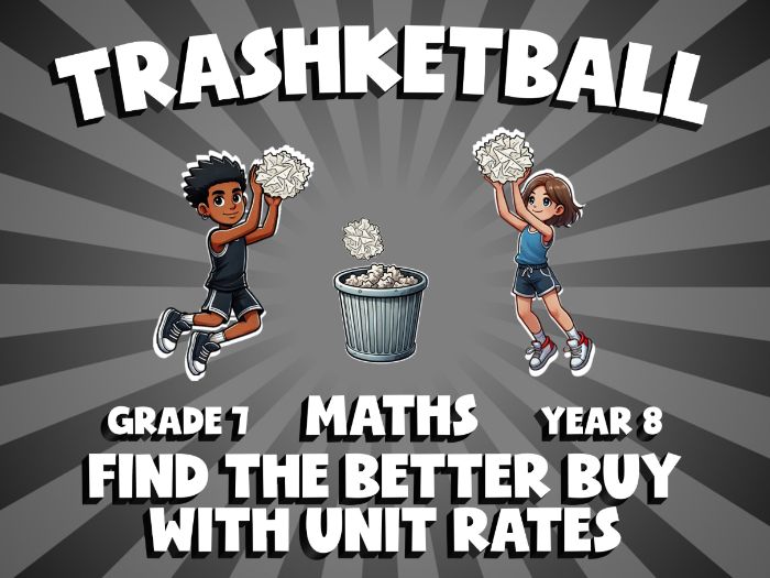 Find the Better Buy with Unit Rates TRASHKETBALL Maths Game | No-Prep Year 8 Review Activity