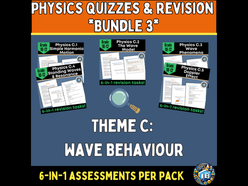 IB DP Physics: Bundle 3 – Theme C: Wave Behaviour Quiz & Revision Pack (2026)
