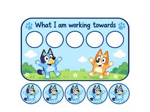 Bluey themed reward chart with choice board