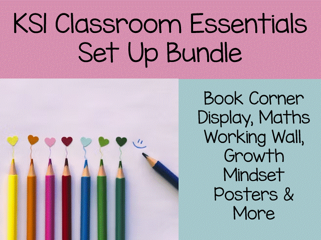 KS1 Essentials Classroom Set Up Bundle- bright stripes