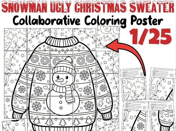 Snowman Ugly Christmas Sweater Collaborative Poster | Fun Winter Classroom Art