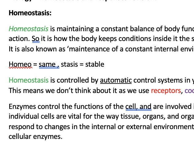 AQA Combined GCSE biology unit 5 notes - homeostasis and response ...