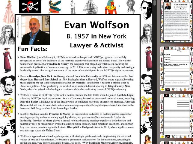 Evan Wolfson PACKET & ACTIVITIES, Important Historical Figures Series