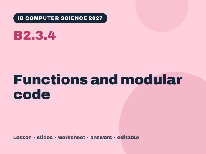 IB Computer Science 2027 – B2.3.4 Functions and modular code – Lesson & Worksheet