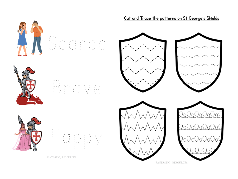St George’s Day EYFS & Year 1 Activity Pack | Tracing, Cut & Stick, Colouring & Fine Motor Worksheet