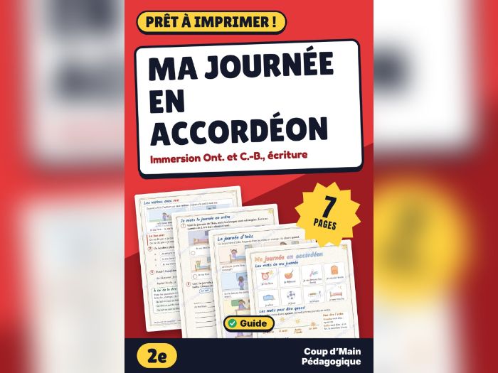 French Immersion Grade 2 Daily Routine Writing | Ma journée en accordéon