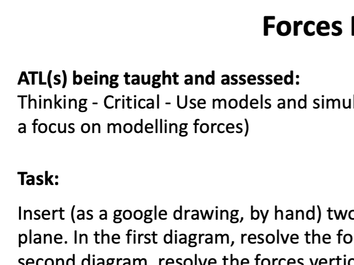 Formative task - force on a plane