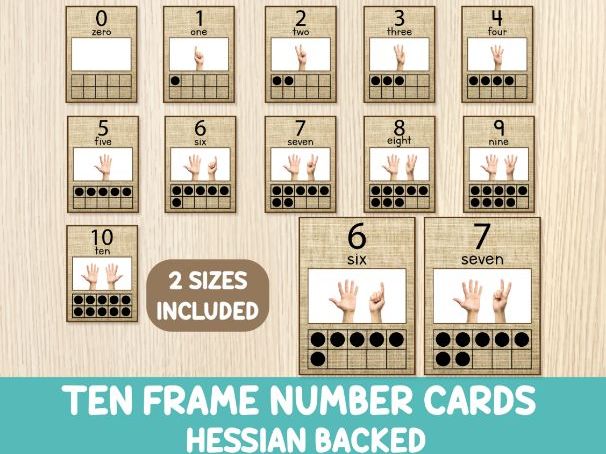 Ten Frame Number Cards, Hessian Maths