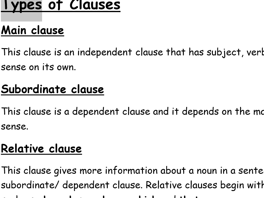 Types of Clauses