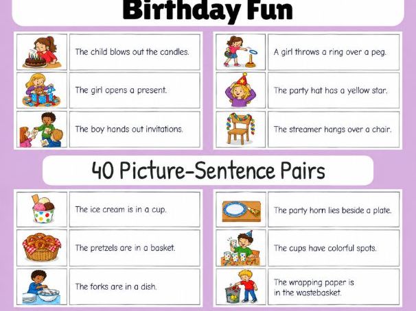Birthday Fun | First Sentences | Grades 1-2