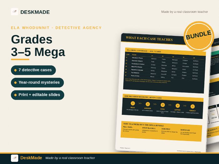 ELA Whodunnit MEGA Bundle | Grades 3–5 | 7 Detective Mystery Cases