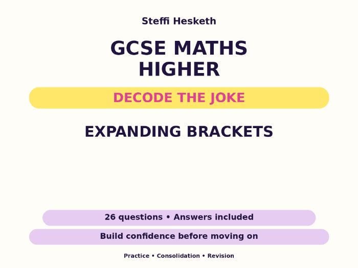 Expanding Brackets | GCSE Decode the Joke + Answers