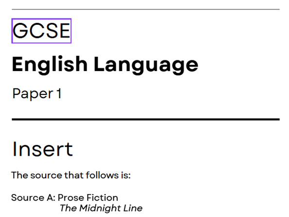 AQA - English Language Paper 1 - Full Original Sample Paper