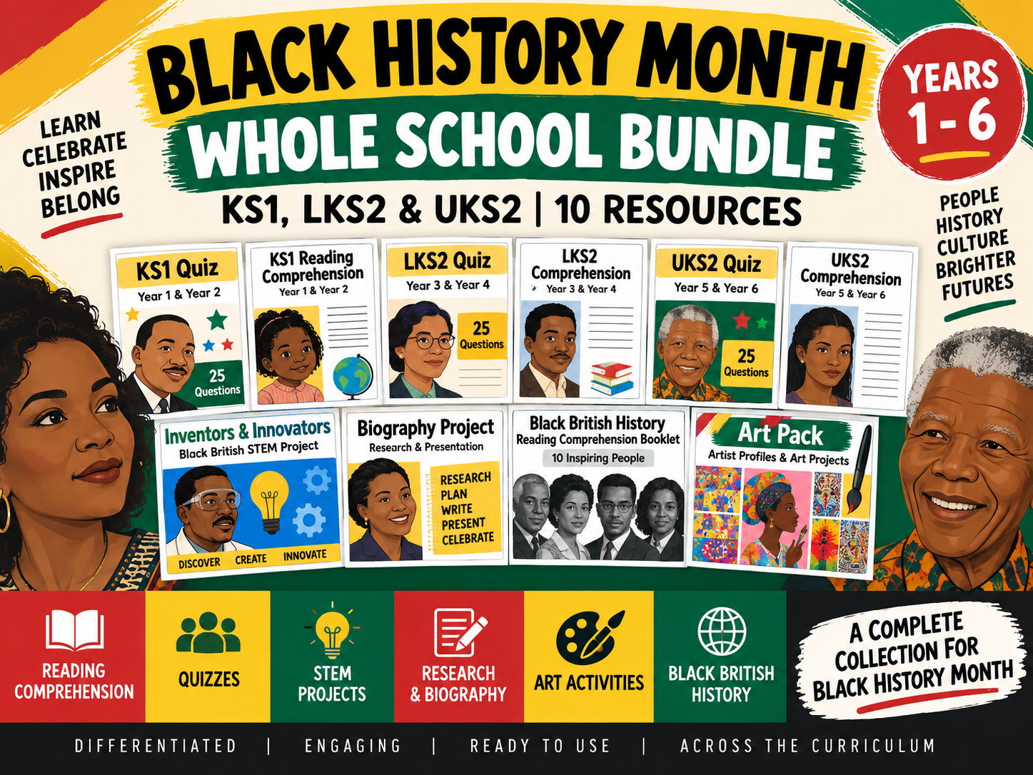 Black History Month Whole School Bundle | KS1, LKS2 & UKS2 | 10 Resources
