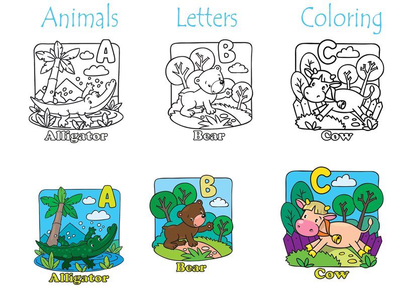 A Fun Educational Animal and Letter Names and Coloring Page for Kids