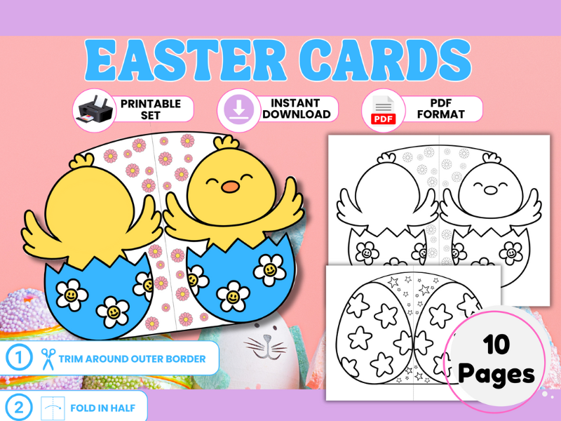 Printable Easter Cards - DFY-Color, Cut and Fold