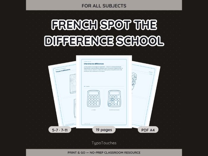 French Spot the Difference School | 19 pp