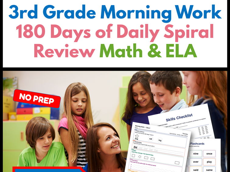 3rd Grade Morning Work | 180 Days Daily Spiral Review | Math & ELA | 2nd Quarter