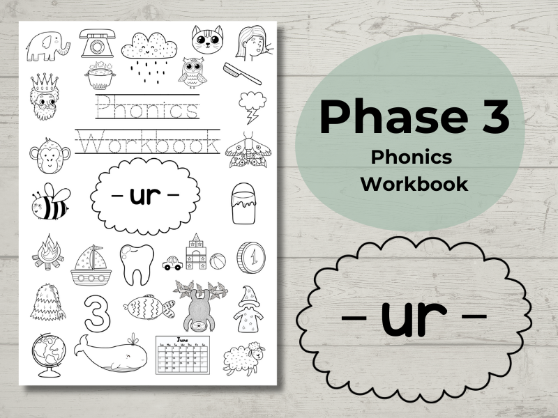Phase 3 Phonics Workbook ur sound
