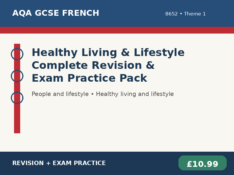 AQA GCSE French 8652 - Healthy Living & Lifestyle Complete Revision & Exam Practice Pack