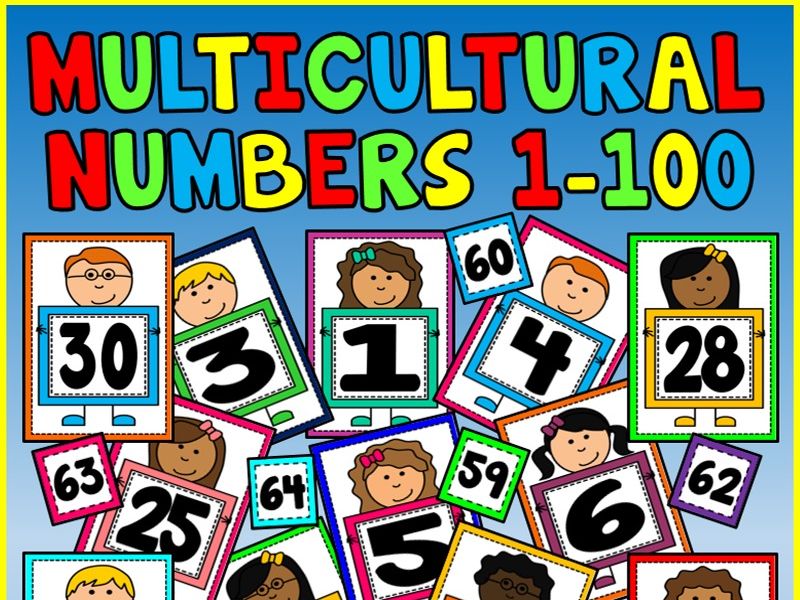MULTICULTURAL NUMBER FLASHCARDS 1-100 A4 -MATHS EARLY YEARS KS1 EYFS ...