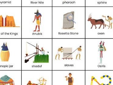 Ancient Egypt Key Terms Bingo Cards and Spinner QR Code