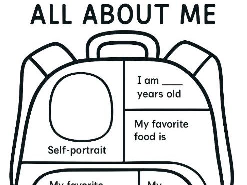 All About Me School Bag pack Worksheet- First Day/ Back to School