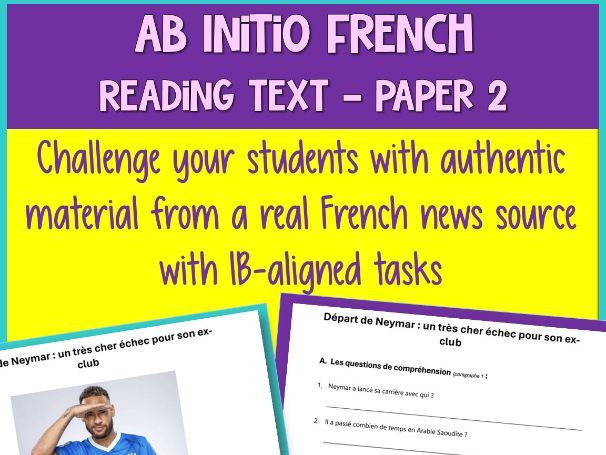 *FREEBIE* IB French Ab Initio Reading | Identities | Football | Sport | Neymar