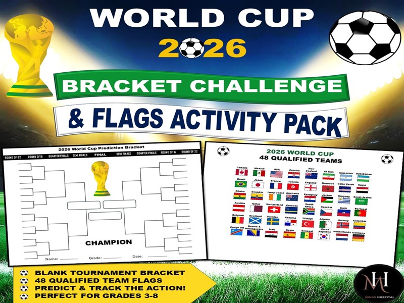 World Cup 2026 Bracket Challenge & Flags Activity | Tournament Predictions