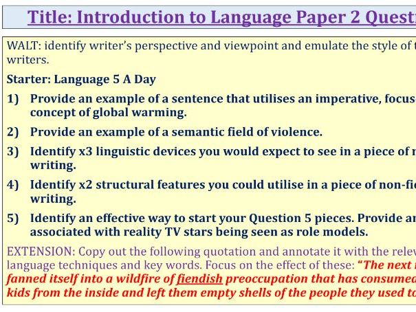 Question 5- Viewpoint Writing