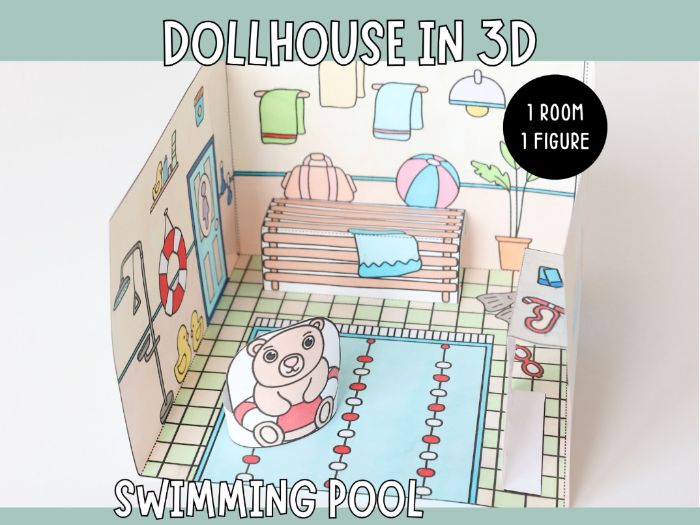 Dollhouse in 3D Craft - Swimming Pool