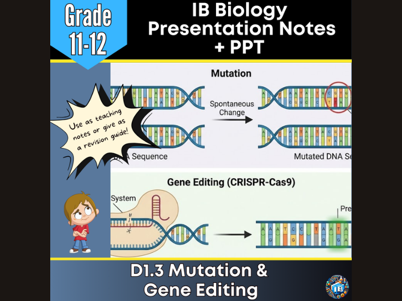 IB DP Biology D1.3 Mutation & Gene Editing Teaching Notes & PowerPoint 2026