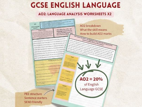GCSE English Language AO2 | Language Analysis Worksheets x2