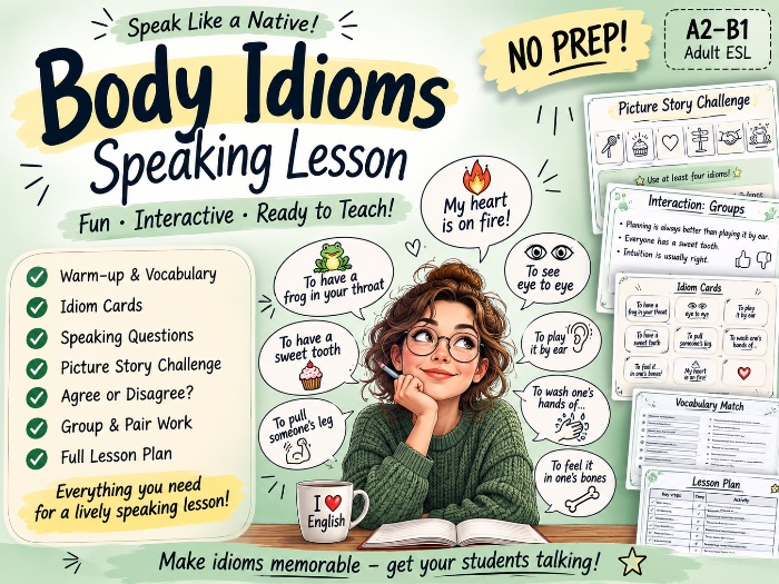 Body Idioms Speaking Lesson | A2–B1 | Adult ESL