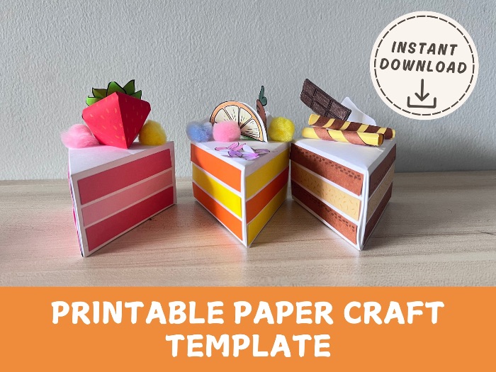 Make and play 3D Cake Slice Paper Craft