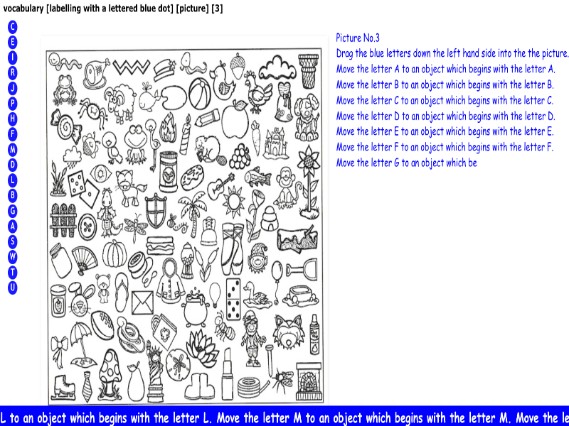vocabulary [labelling with a lettered blue dot] [picture] [3]