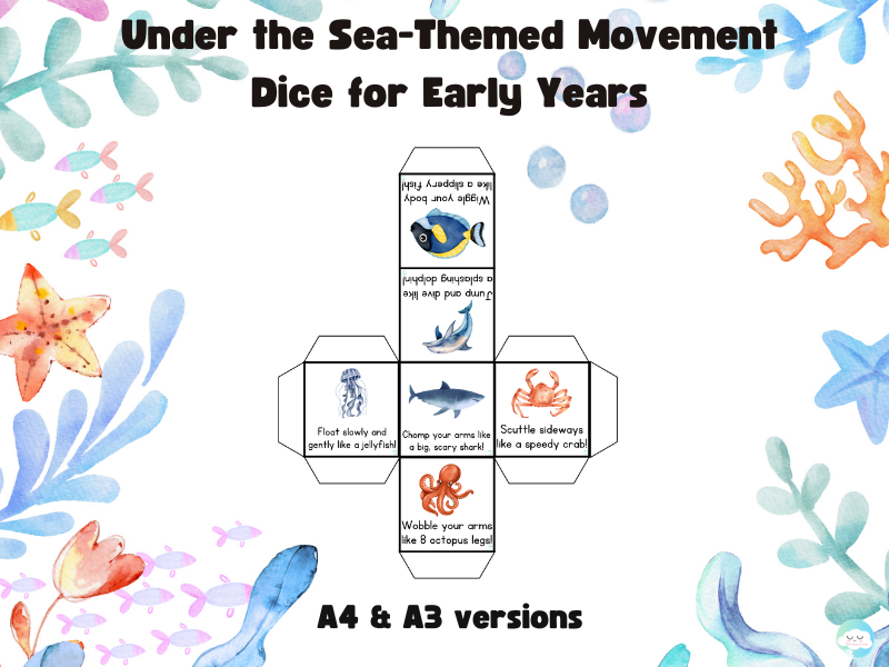 Under the Sea-Themed Movement Dice for Early Years | A4 & A3 Versions