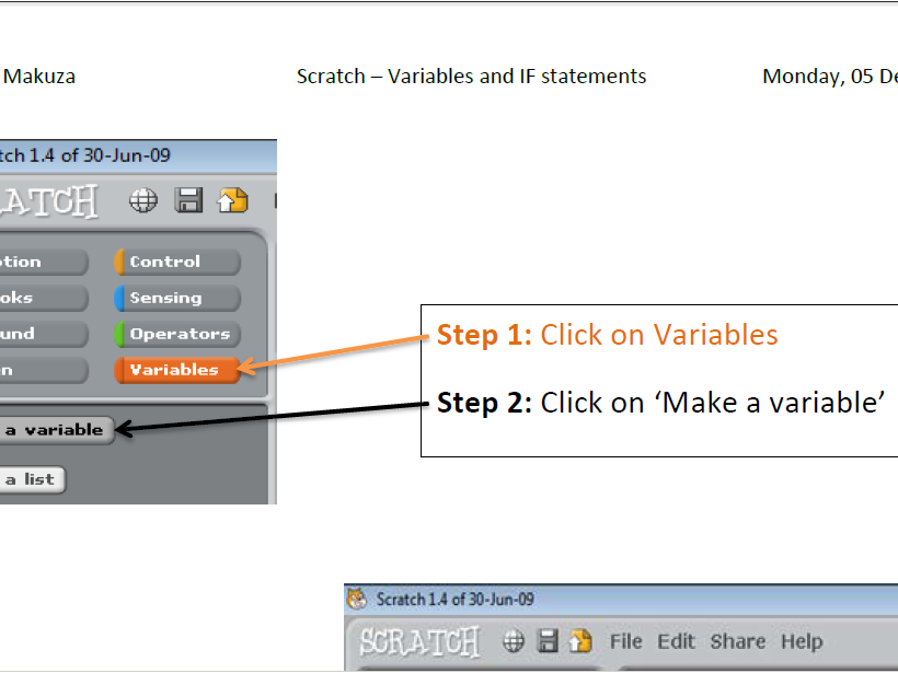 Introduction to Scratch - Variables and IF statements