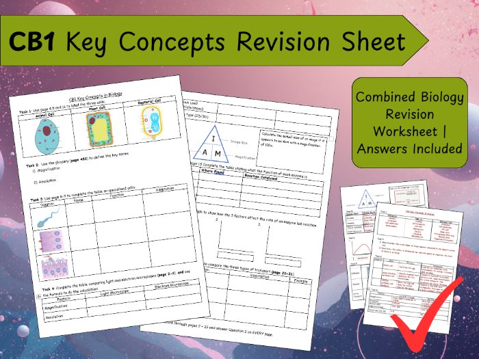 CB1 Key Concepts in Biology Revision Sheet Edexcel Combined Science